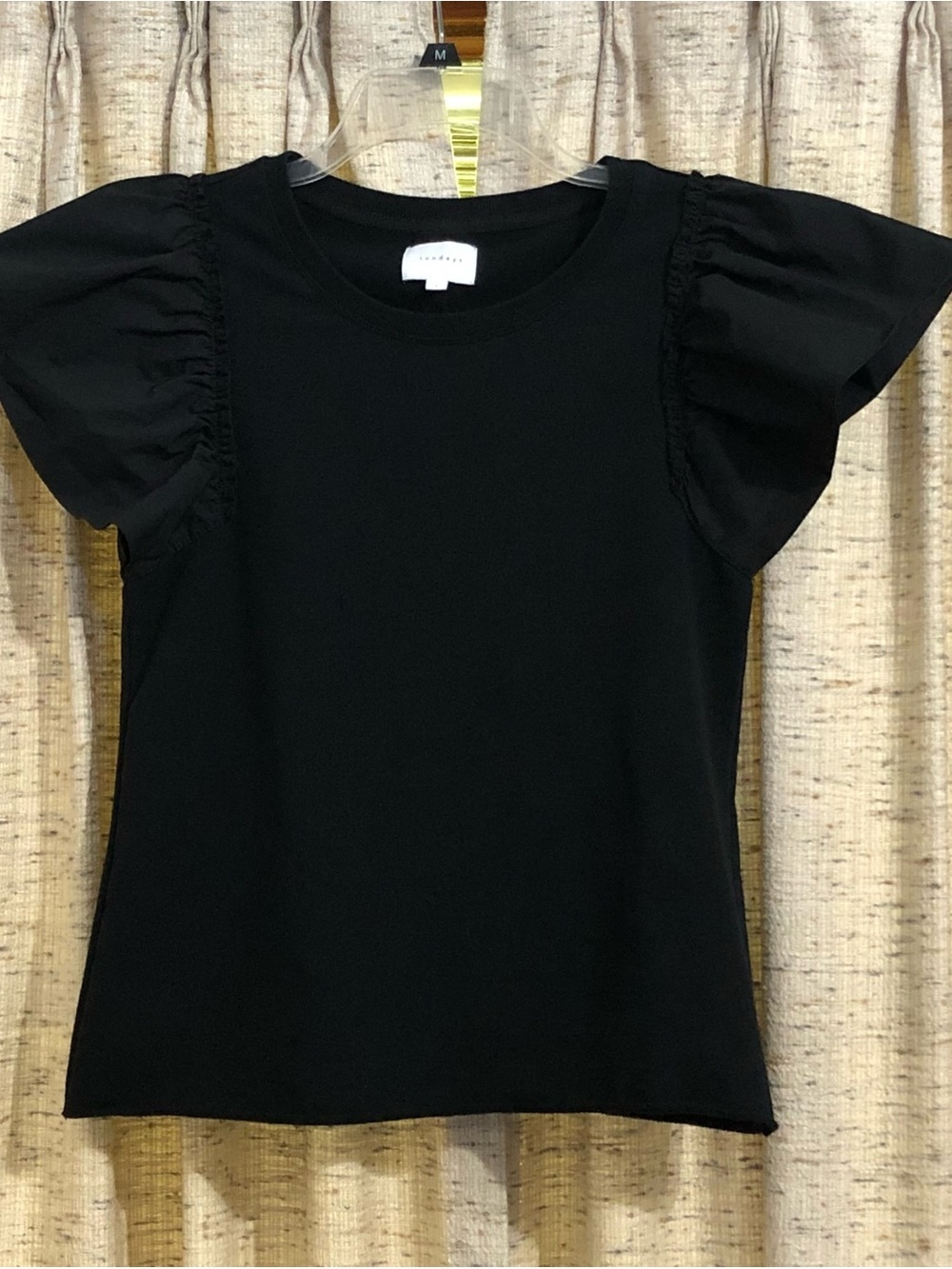 Sundays Black Fae Ruffle Sleeve Top